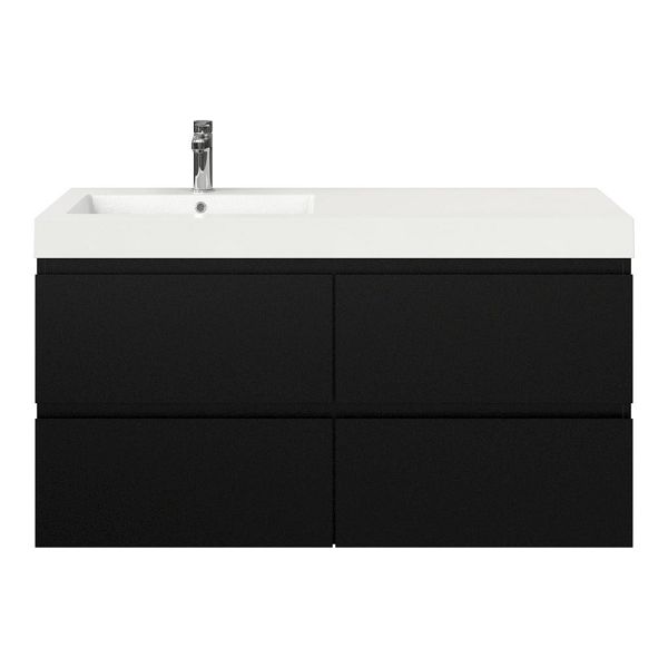 Bellanti Gisella/Esta badmeubel 120x46 4 softclose laden zwart mat greeploos polystone wastafel wit met 1 kraangat