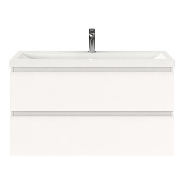 Bellanti Secca/Lidia ondiep badmeubel 100x36 2 softclose laden wit mat greeploos polystone wastafel wit met 1 kraangat