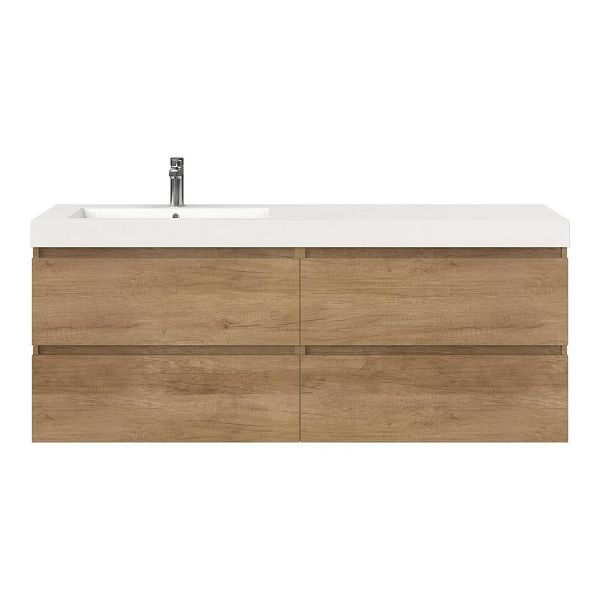 Bellanti Elena/Esta badmeubel 160x46 4 softclose laden olm greeploos polystone enkele wastafel links wit met 1 kraangat