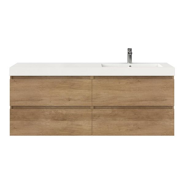 Bellanti Elena/Esta badmeubel 160x46 4 softclose laden olm greeploos polystone enkele wastafel rechts wit met 1 kraangat