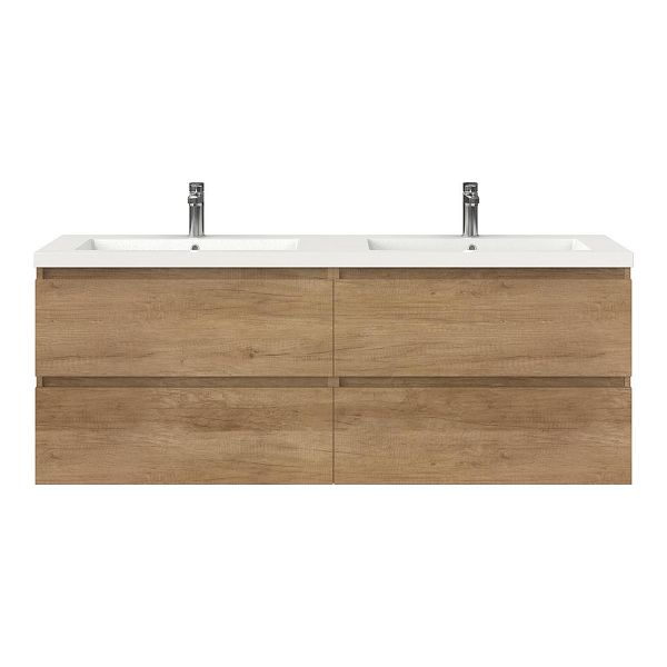 Bellanti Elena/Esta badmeubel 160x46 4 softclose laden olm greeploos polystone dubbele wastafel wit 2 kraangaten