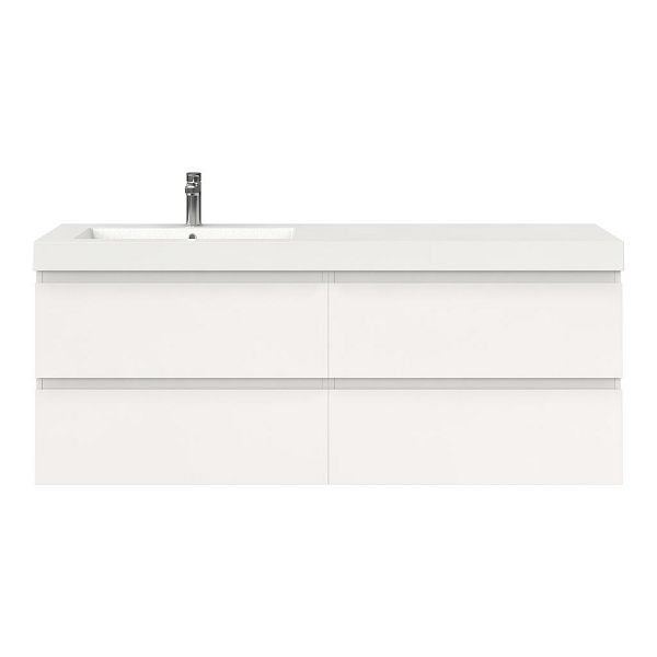 Bellanti Gisella/Esta badmeubel 160x46 4 softclose laden hoogglans wit greeploos polystone enkele wastafel links wit met 1 kraangat