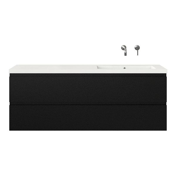 Bellanti Gisella/Esta badmeubel 160x46 4 softclose laden mat zwart greeploos polystone enkele wastafel rechts zonder kraangat