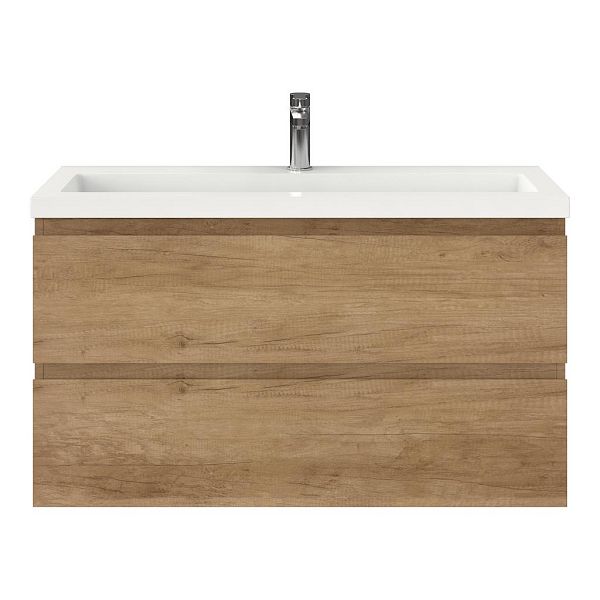 Bellanti Secca/Esta ondiep badmeubel 100x36 2 softclose laden olm greeploos polystone wastafel wit met 1 kraangat