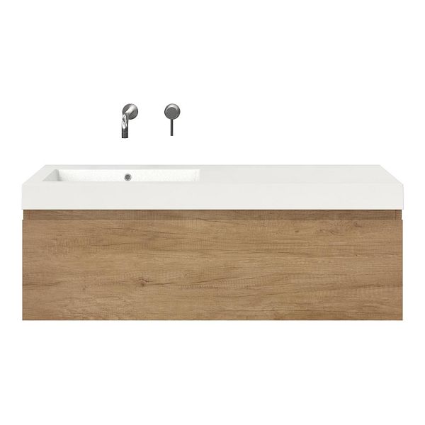 Bellanti Solo/Esta badmeubel 120x46 1 softclose lade olm greeploos polystone wastafel wit zonder kraangaten