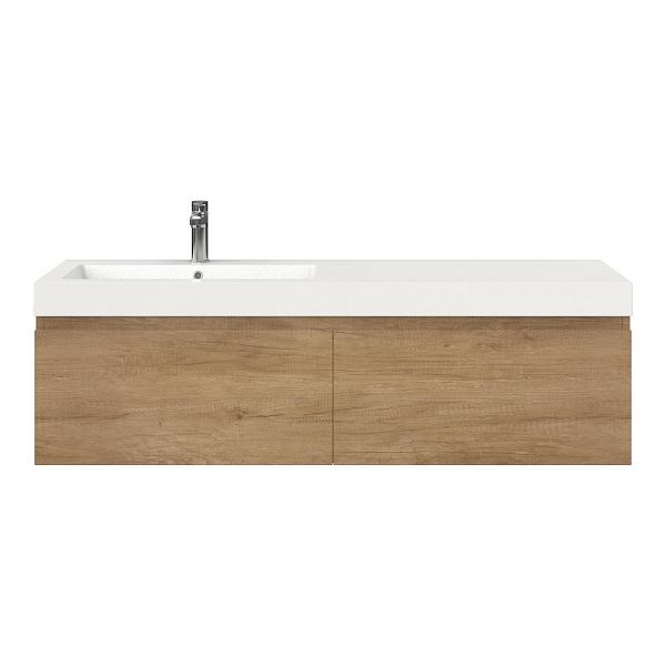 Bellanti Solo/Esta badmeubel 140x46 2 softclose laden olm greeploos polystone wastafel wit met 1 kraangat