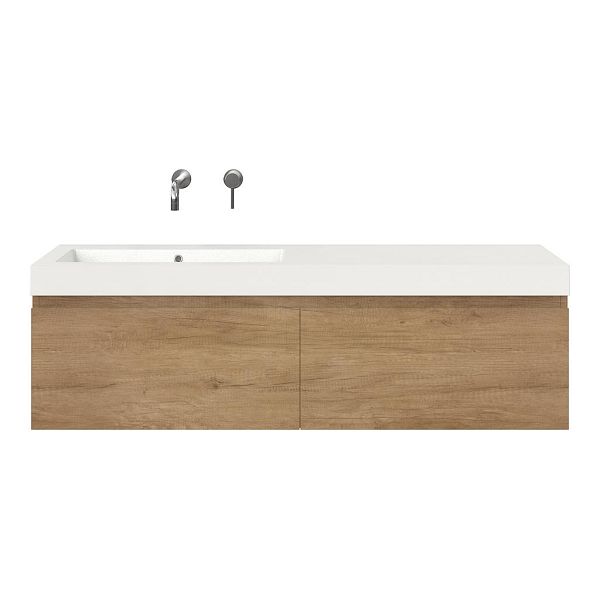 Bellanti Solo/Esta badmeubel 140x46 2 softclose laden olm greeploos polystone wastafel wit zonder kraangaten