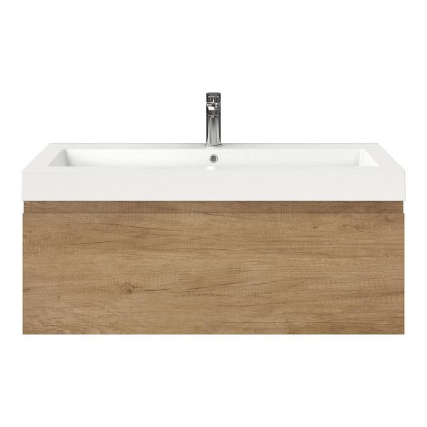 Bellanti Solo/Esta badmeubel 100x46 1 softclose lade olm greeploos polystone wastafel wit met 1 kraangat