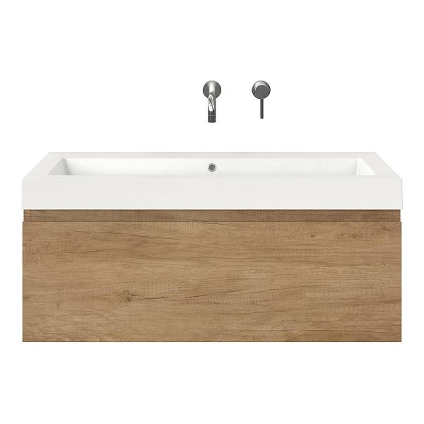 Bellanti Solo/Esta badmeubel 100x46 1 softclose lade olm greeploos polystone wastafel wit zonder kraangaten