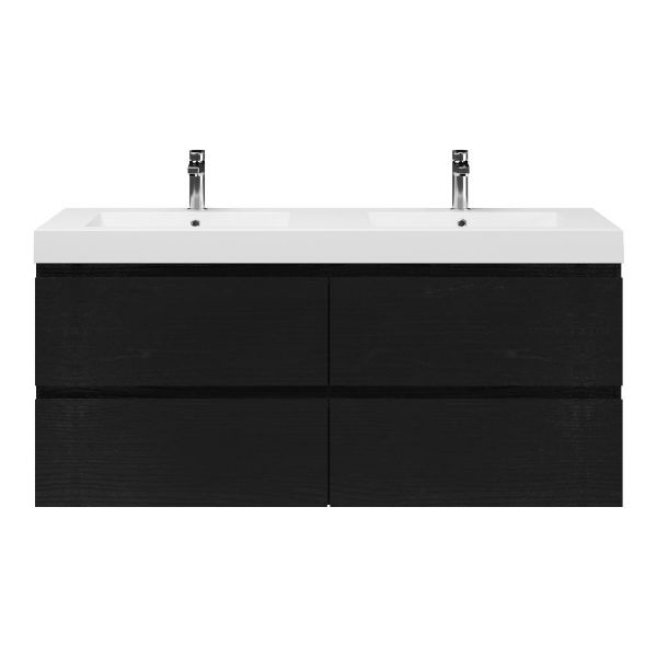 Gisella badmeubel 140 cm zwart mat eiken