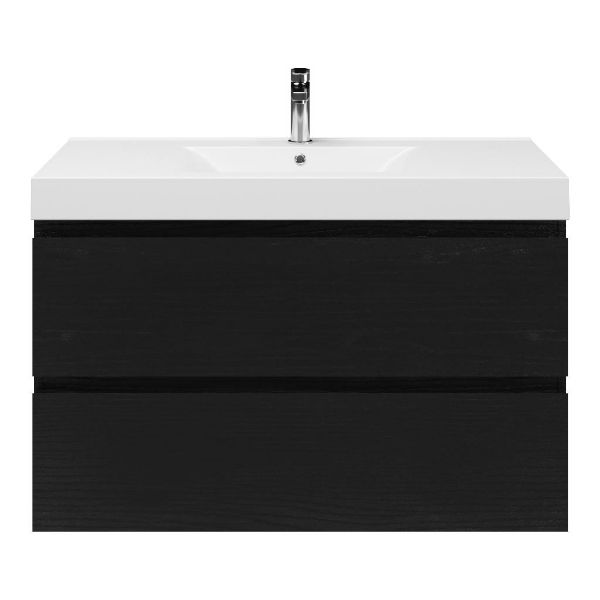 Gisella badmeubel 100 cm zwart mat eiken