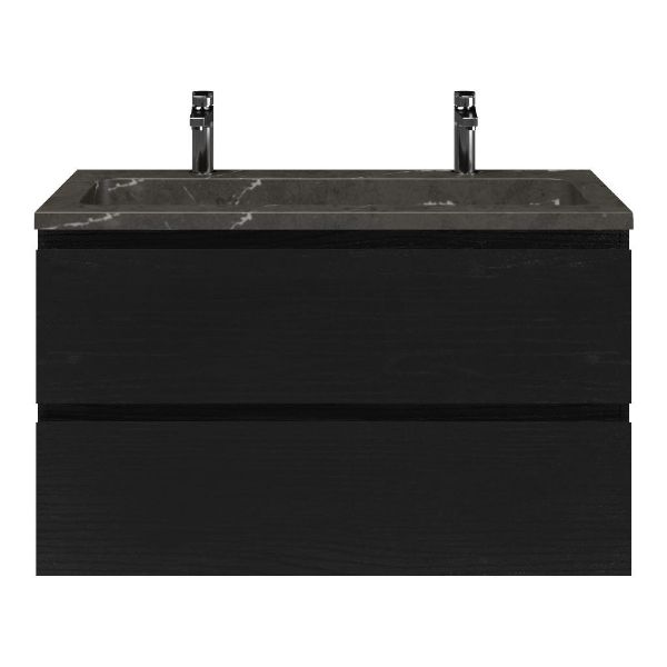 Gisella badmeubel 100 cm zwart mat eiken