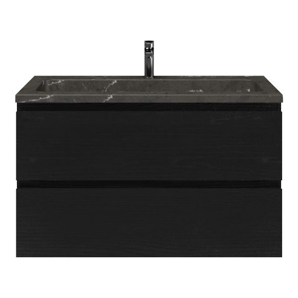 Gisella badmeubel 100 cm zwart mat eiken