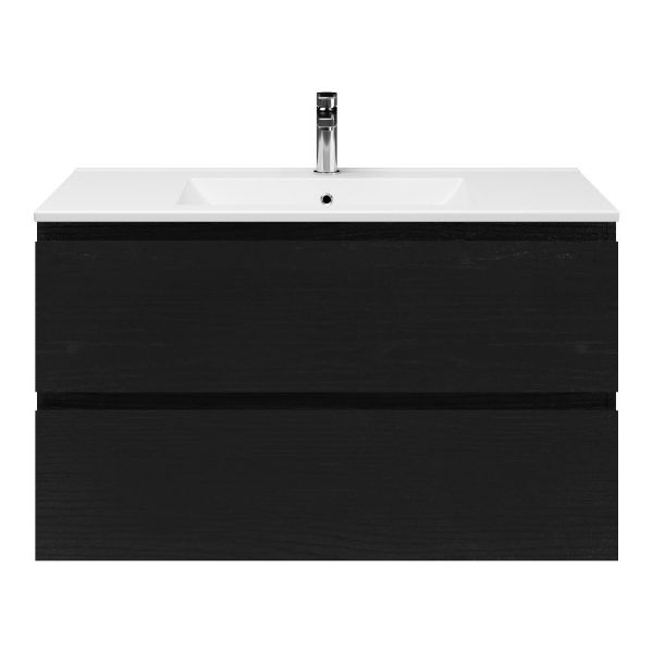 Gisella badmeubel 100 cm zwart mat eiken