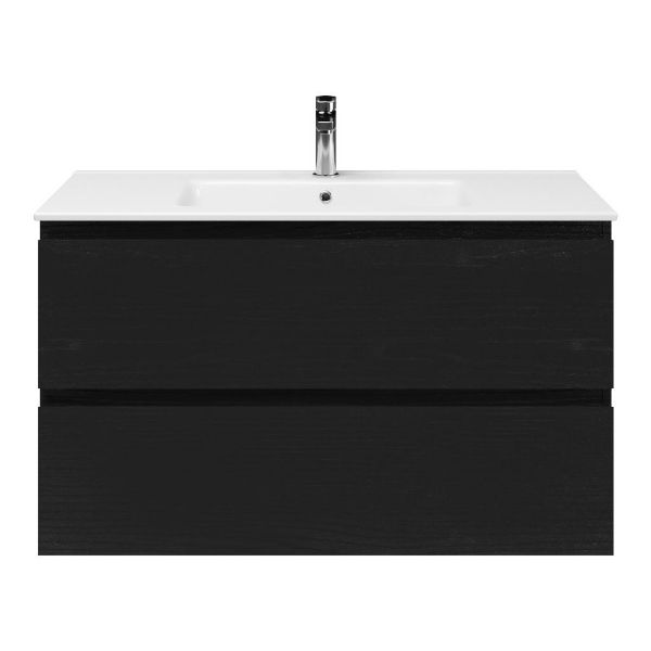Gisella badmeubel 100 cm zwart mat eiken