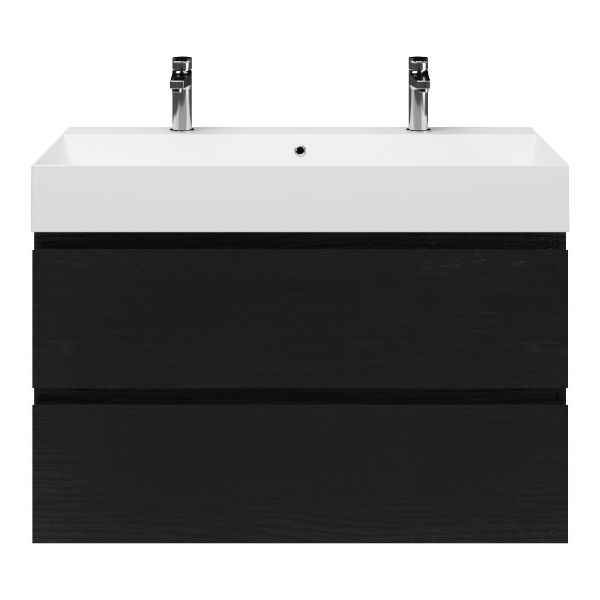 Gisella badmeubel 100 cm zwart mat eiken