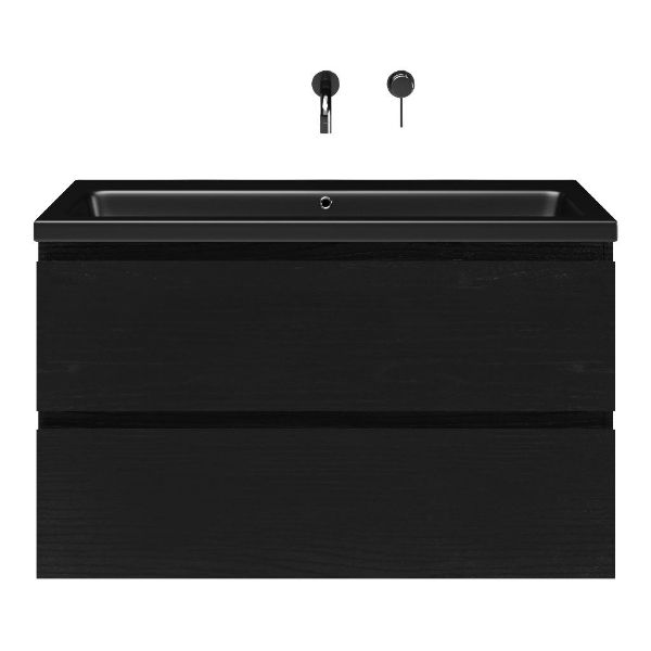 Gisella badmeubel 100 cm zwart mat eiken