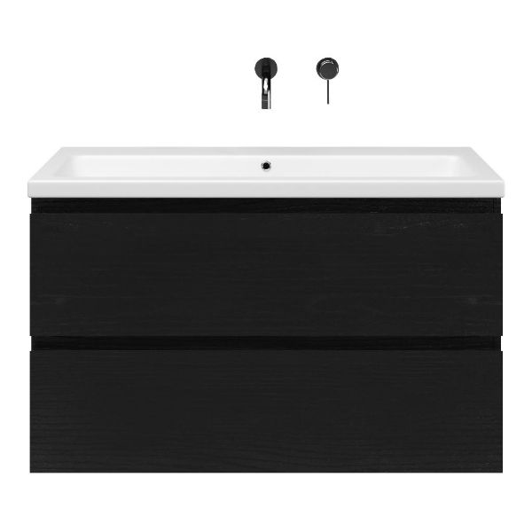 Gisella badmeubel 100 cm zwart mat eiken