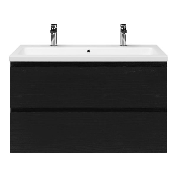 Gisella badmeubel 100 cm zwart mat eiken