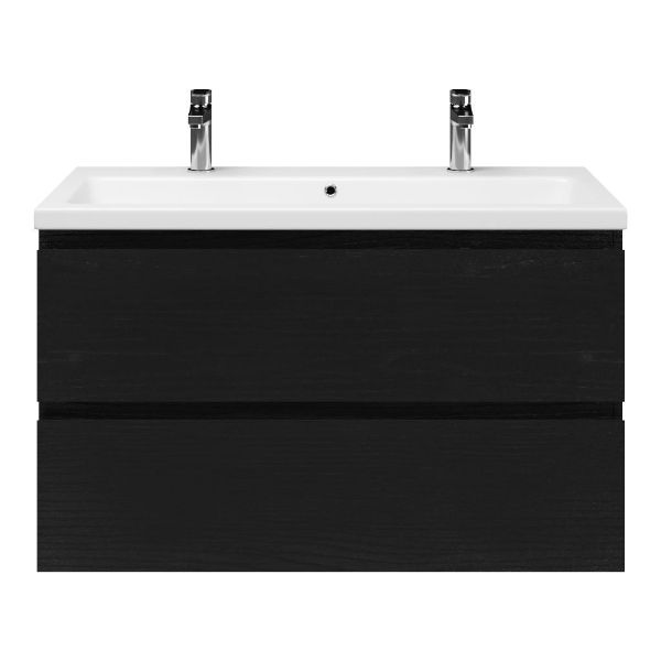 Gisella badmeubel 100 cm zwart mat eiken