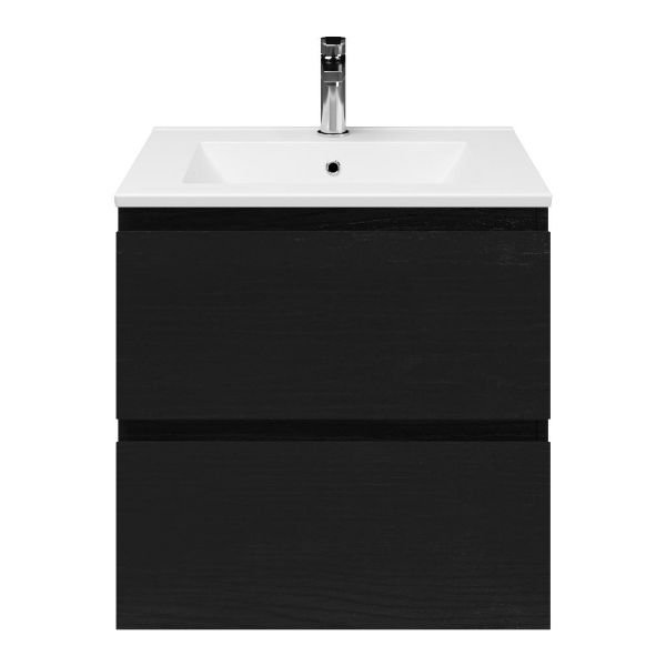 Gisella badmeubel 60 cm zwart mat eiken