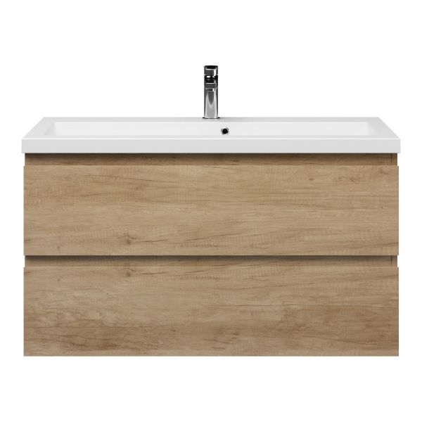 Bellanti Secca/Esta ondiep badmeubel 100x36 2 softclose laden olm greeploos met polystone wastafel mat wit met 1 kraangat met overloop