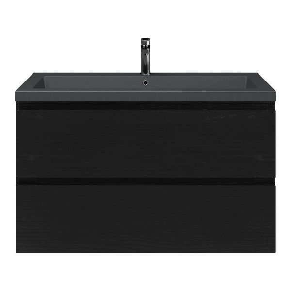 Gisella badmeubel 100 cm zwart mat eiken