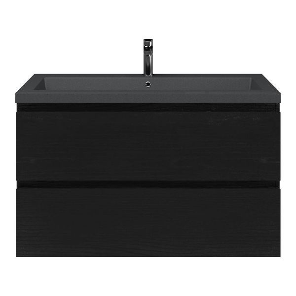 Gisella badmeubel 100 cm zwart mat eiken