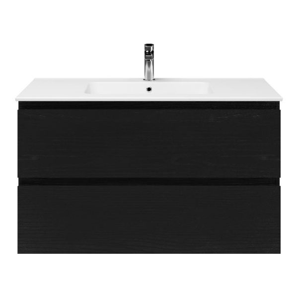 Gisella badmeubel 100 cm zwart mat eiken