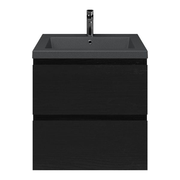 Gisella badmeubel 60 cm zwart mat eiken