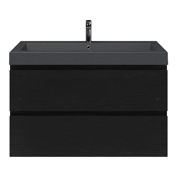 Gisella badmeubel 100 cm zwart mat eiken