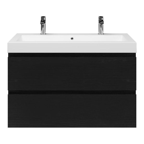 Gisella badmeubel 100 cm zwart mat eiken