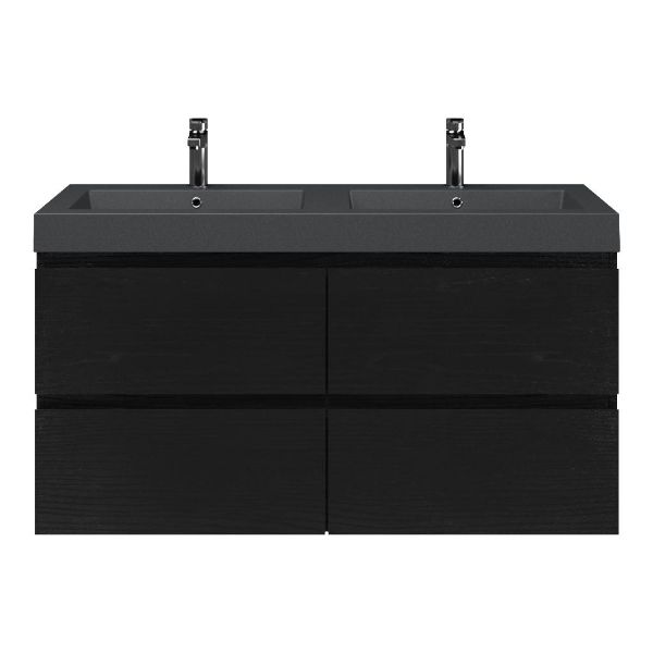 Gisella badmeubel 120 cm zwart mat eiken