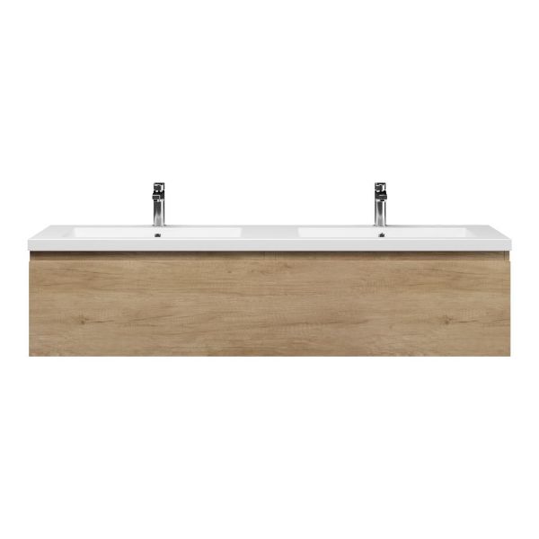 Bellanti Solo/Esta badmeubel 160x46 2 softclose laden olm greeploos polystone dubbele wastafel mat grijs 2 kraangaten