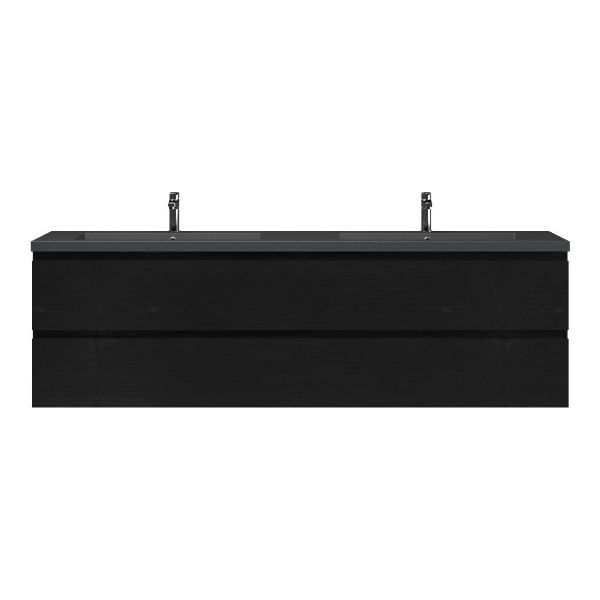 Gisella badmeubel 200 cm zwart mat eiken