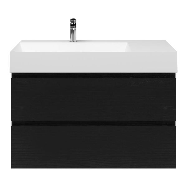 Gisella badmeubel 100 cm zwart mat eiken