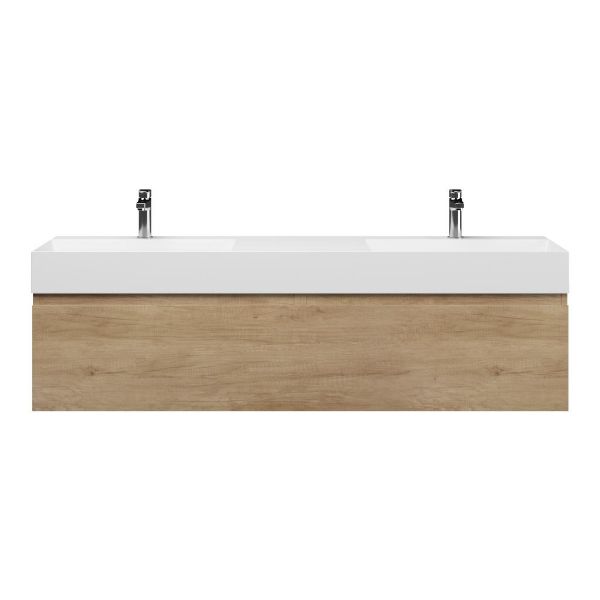 Bellanti Solo/Azzurra badmeubel 160x46 2 softclose laden olm greeploos keramiek dubbele wastafel wit 2 kraangaten