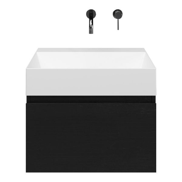 Solo badmeubel 60 cm mat zwart eiken