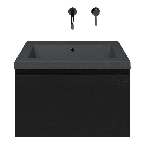 Solo badmeubel 60 cm mat zwart eiken