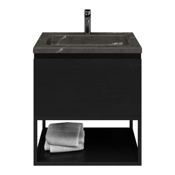 Solo badmeubel 60 cm mat zwart eiken