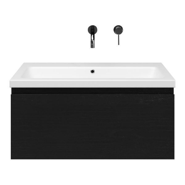 Solo badmeubel 80 cm mat zwart eiken