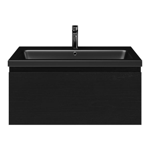 Solo badmeubel 80 cm mat zwart eiken