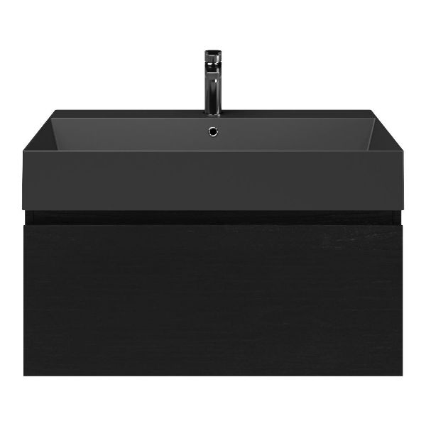 Solo badmeubel 80 cm mat zwart eiken
