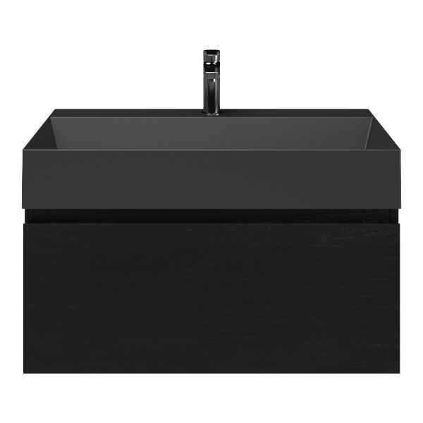Solo badmeubel 80 cm mat zwart eiken