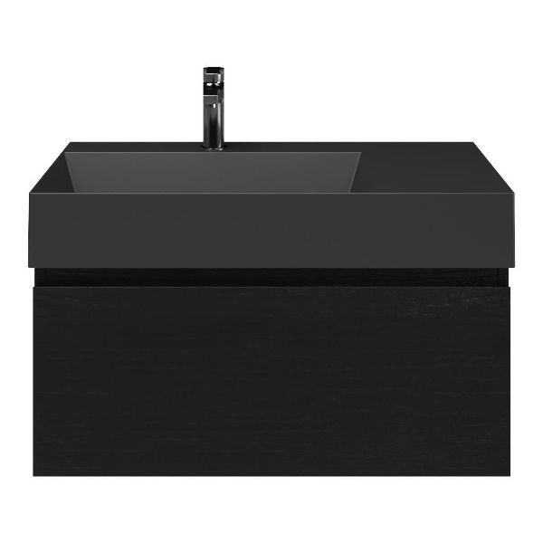 Solo badmeubel 80 cm mat zwart eiken