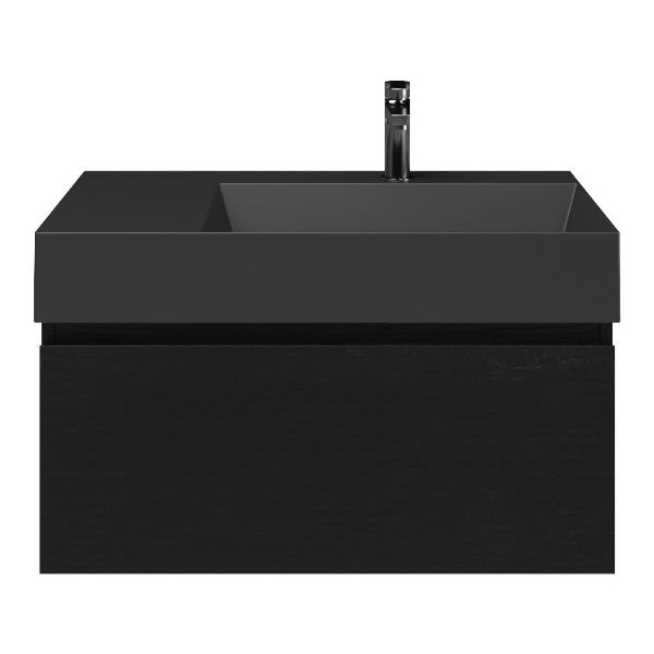 Solo badmeubel 80 cm mat zwart eiken