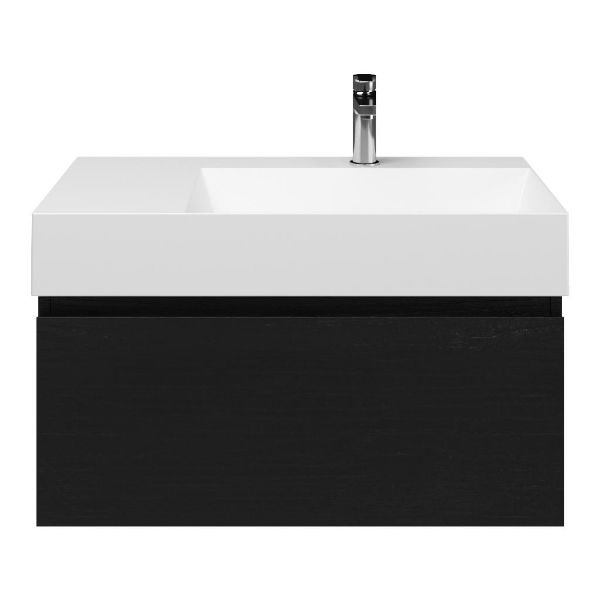 Solo badmeubel 80 cm mat zwart eiken