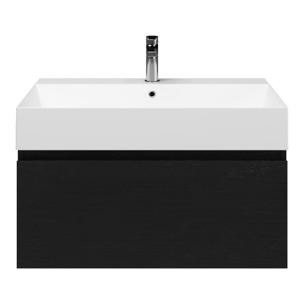 Solo badmeubel 80 cm mat zwart eiken