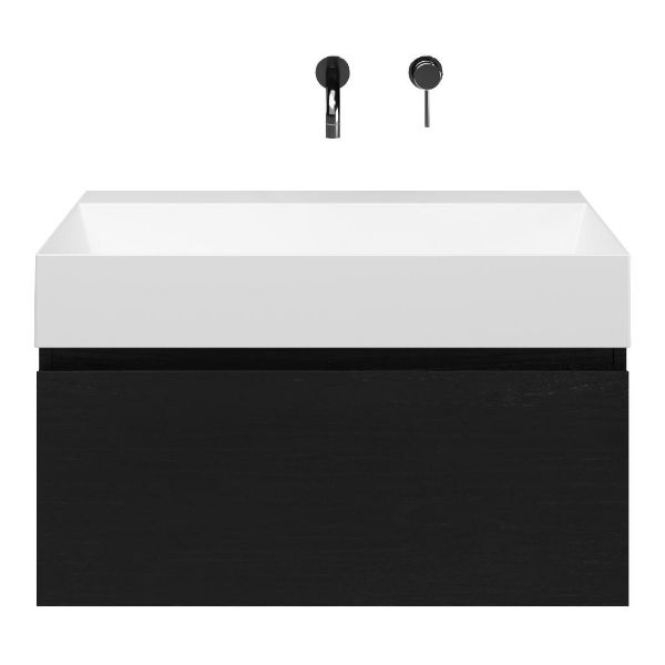Solo badmeubel 80 cm mat zwart eiken