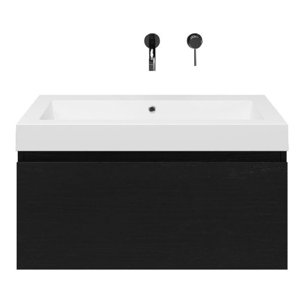 Solo badmeubel 80 cm mat zwart eiken